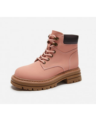 Winter new fashion color matching all-match chunky heel Martin boots