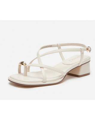 Fashion one-word buckle strap thong all-match Roman style chunky heel sandals