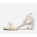 Ladies' beige all-match bowknot pearl high-heeled sandals