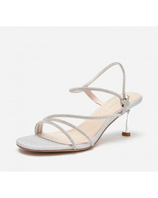 Trendy Rhinestone Open Toe High Heel Sandals