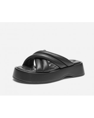 Fashion sheepskin solid color flat height increasing slippers