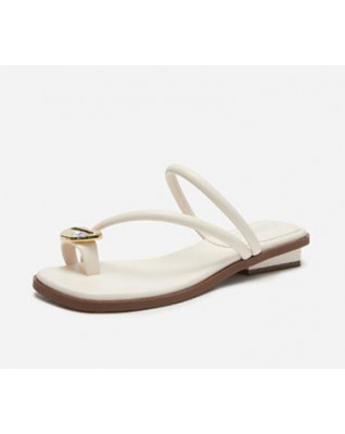 Stylish set of toes Roman style chunky heel slippers