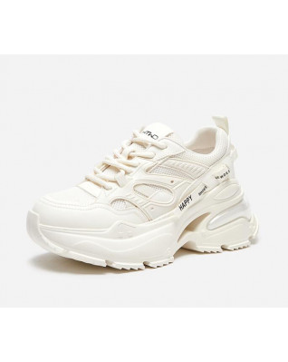 Fashion Lace Up Comfortable Breathable Solid Color Sneakers